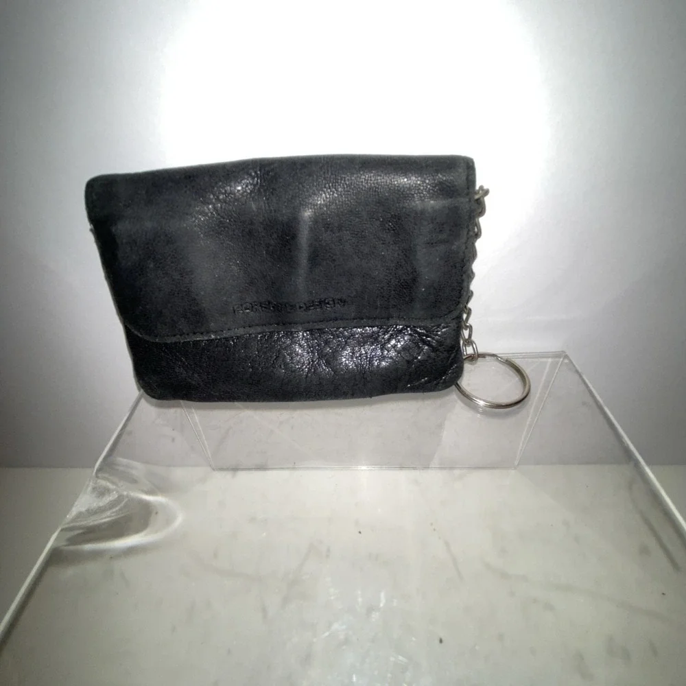 Pre-owned Genuine Porsche Premium Leather ID Card Cash Coin Pouch Purse Wallet